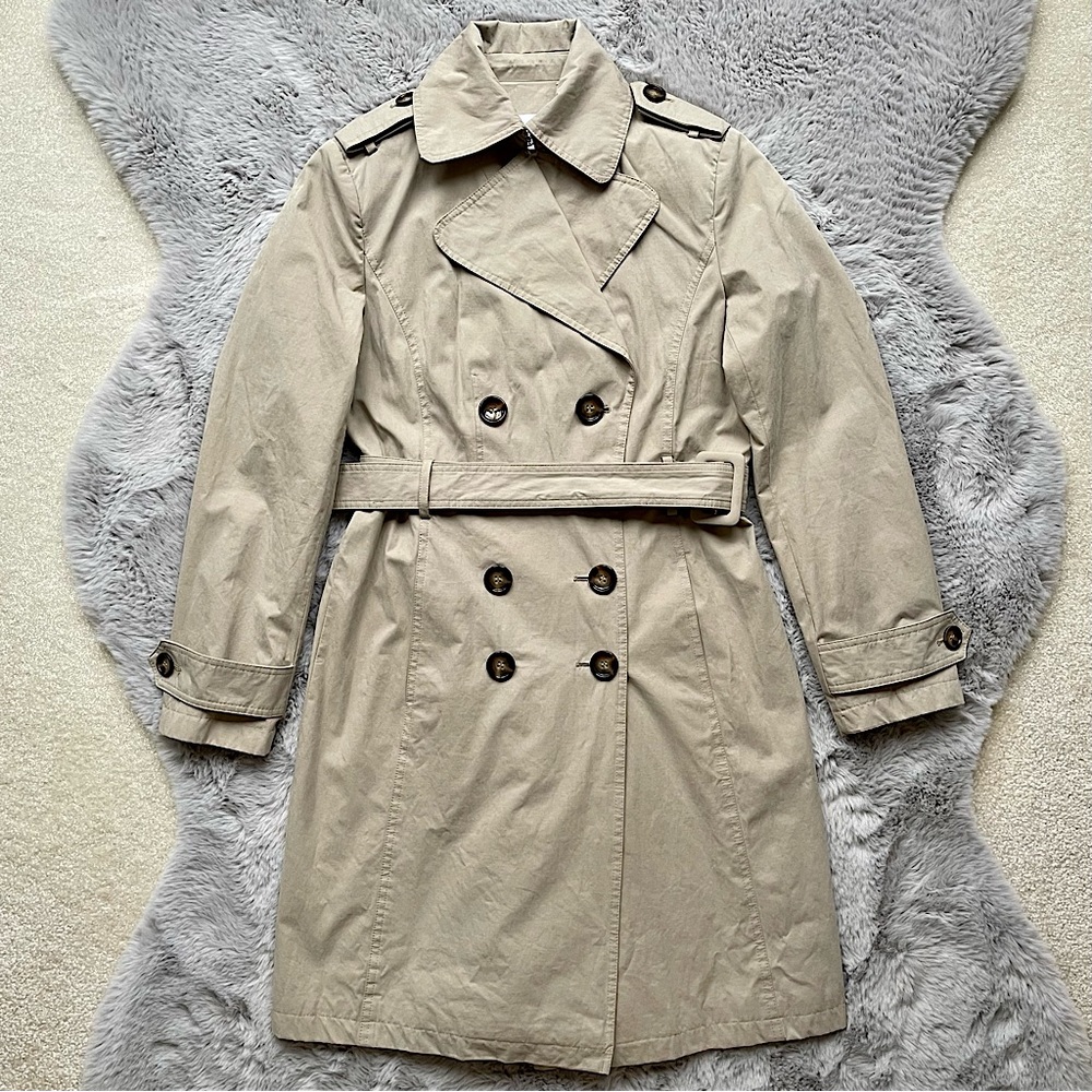 Calvin Klein Women’s Button-up Belted Trench Coat Khaki Tan XS